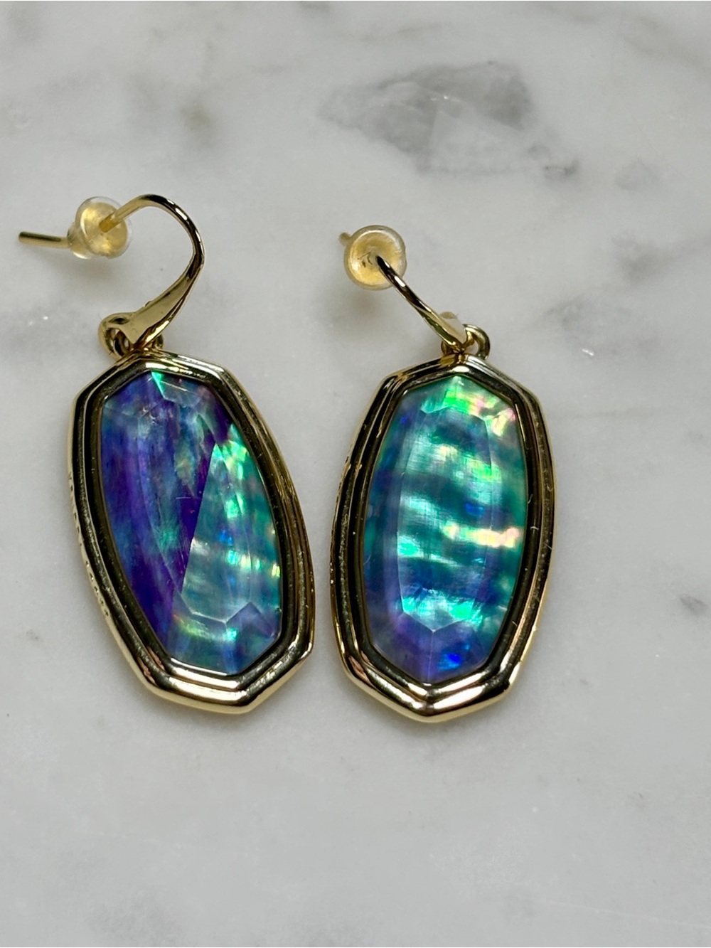 Kendra Scott Framed Dani Drop Gold Lilac Abalone Earrings